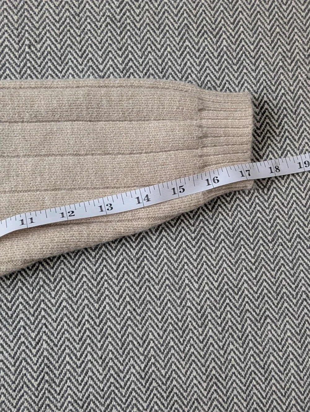 Beige and Brown Rib Knit Sweater with Striped Sleeve size S- Collegiate Academia